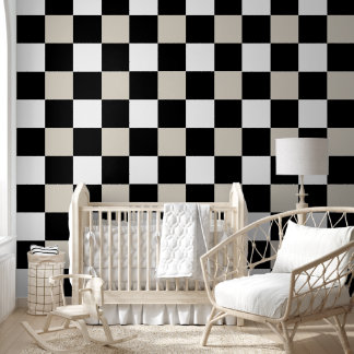 Papel Pintado Neutral Retro Checkerboard 