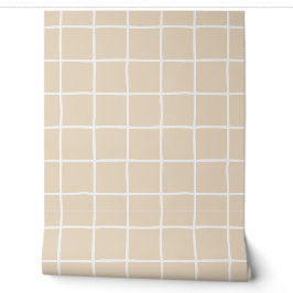 Papel Pintado Neutral Sand Boho Grid Checkered Scandi Minimalist