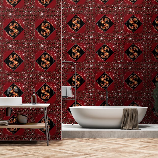 Papel Pintado "Nice Day" Luxury Wallpaper: Red Swirl Fractal Ene (Baño)