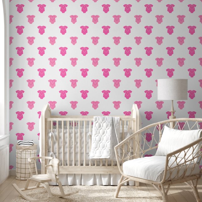 Papel Pintado Niña Dulce Bebé Rosa Patrón De Moda Nursera (Niños)