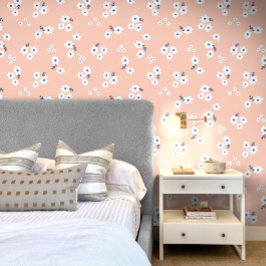 Papel Pintado Niña Rosa Blanco Lindo Bebe Floral