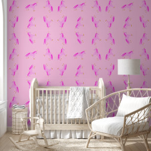Papel Pintado Niña Rosa bonito Unicorn Patterada