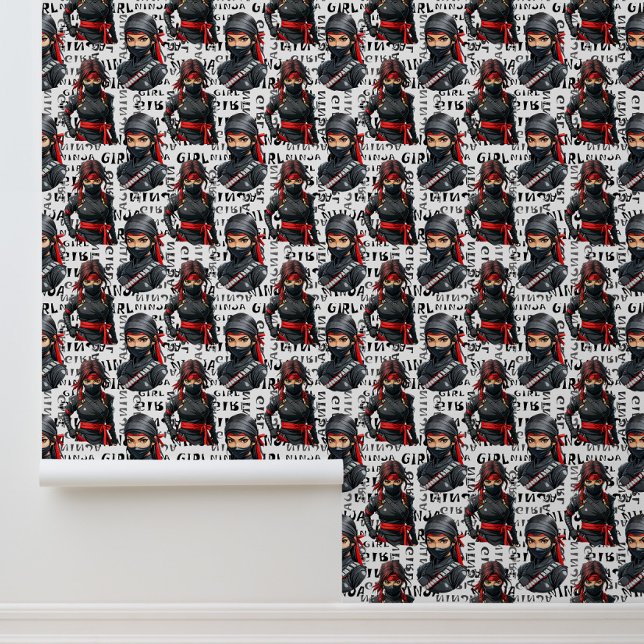 Papel Pintado Ninja Girls Anime With Text Pattern Design (Subido por el creador)