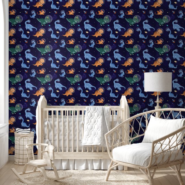Papel Pintado Niños astronautas de dinosaurios espaciales pequeñ (Niños)