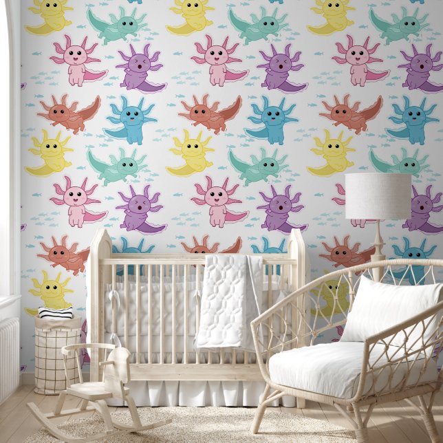 Papel Pintado Niños Axolotl Cute Salamander Niños Dormitorio (Niños)