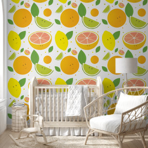 Papel Pintado Niños con patrones de cítricos alegres