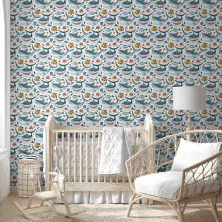 Papel Pintado Niños con patrones de tiburón que se enfrían bajo