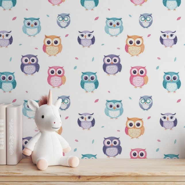Papel Pintado Niños de Lechuzas Cutas Coloridas (Subido por el creador)