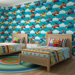 Papel Pintado Niños Volando Aviones 