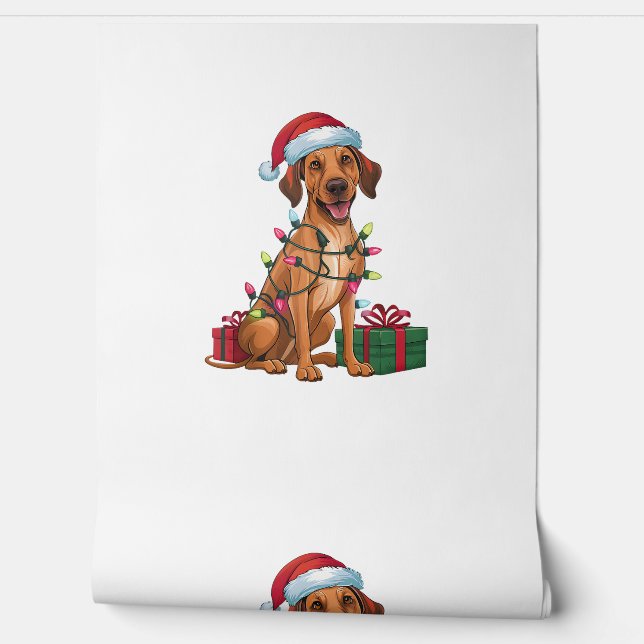 Papel Pintado Noches iluminando Santa Hat Thai Ridgeback Dog Nav (Desenrollar)