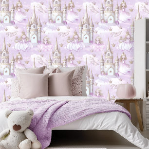 Papel Pintado Nombra a tu princesa y castillo Lavanda ID1053