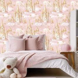 Papel Pintado Nombra a tu Princesa y Castillo Rosa ID1053