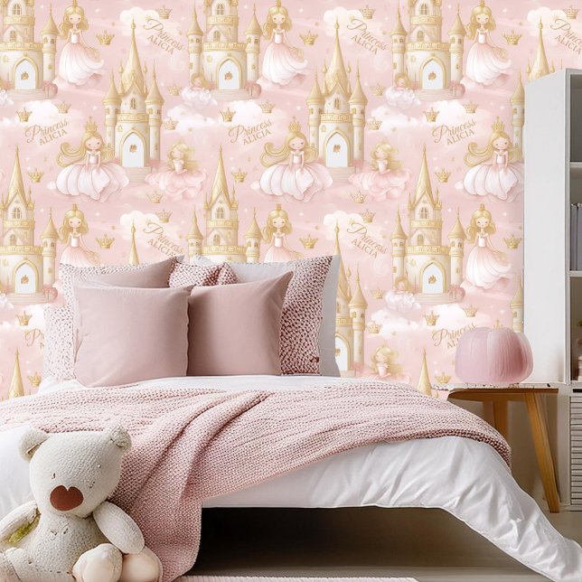 Papel Pintado Nombra a tu Princesa y Castillo Rosa ID1053 (Subido por el creador)