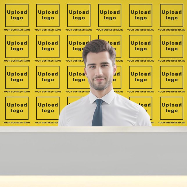 Papel Pintado Nombre comercial y logotipo en amarillo (Business name and logo on yellow wallpaper)