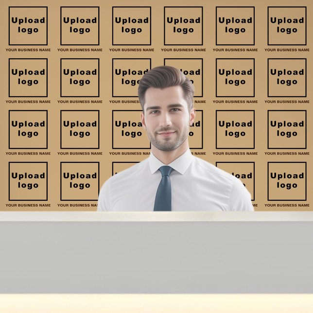 Papel Pintado Nombre comercial y logotipo en marrón claro (Business name and logo on light brown wallpaper)