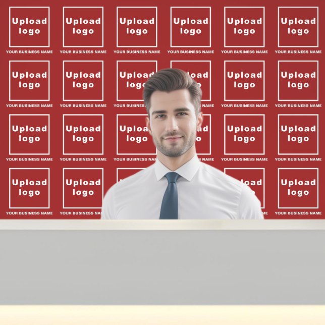 Papel Pintado Nombre comercial y logotipo en rojo (Business name and logo on red wallpaper)