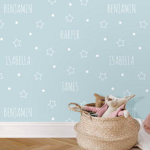 Papel Pintado Nombre Personalizado Cute Estrella Niñera Azul