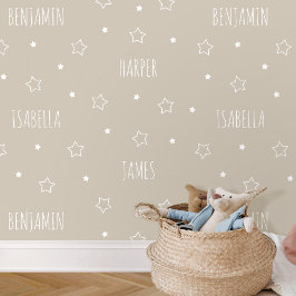 Papel Pintado Nombre personalizado Estrella Beige Infantil Infan