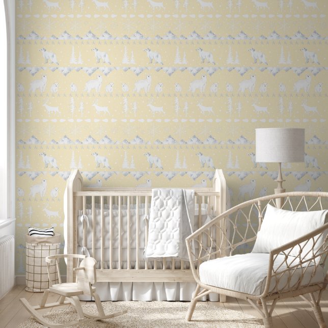 Papel Pintado Nórdico Sweater Winter Animals Buttercup Yellow (Niños)