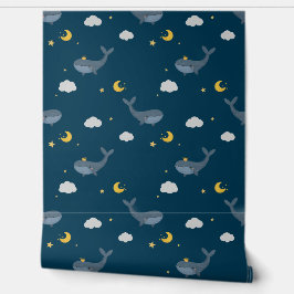 Papel Pintado Nubes celestes nocturnas breves niños de ballenas