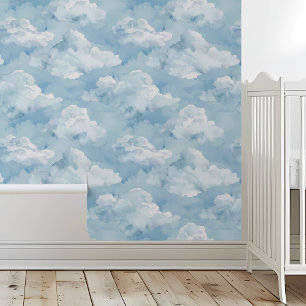 Papel Pintado Nubes de acuarela Azul suave