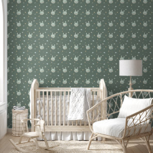 Papel Pintado Nubes de conejito de acuarela Arcoíris Guardería s