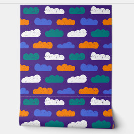 Papel Pintado Nubes de Crayon texturizadas sobre púrpura real