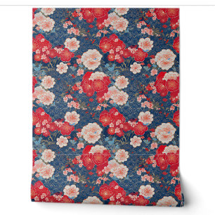 Papel Pintado Nubes y flores japonesas