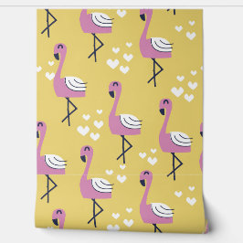 Papel Pintado Nursera de animales de safari amarillos Flamingo