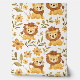 Papel Pintado Nursera de bebé de león de la jungla adorable