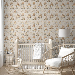 Papel Pintado Nursera de bebé de oso marrón pequeño