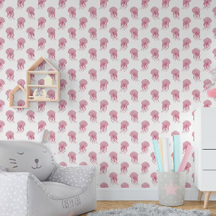 Papel Pintado Nursera de medusas rosadas