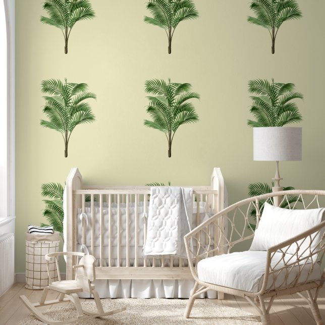 Papel Pintado Nursera de Palma Tropical: amarillo verde elegante (Niños)