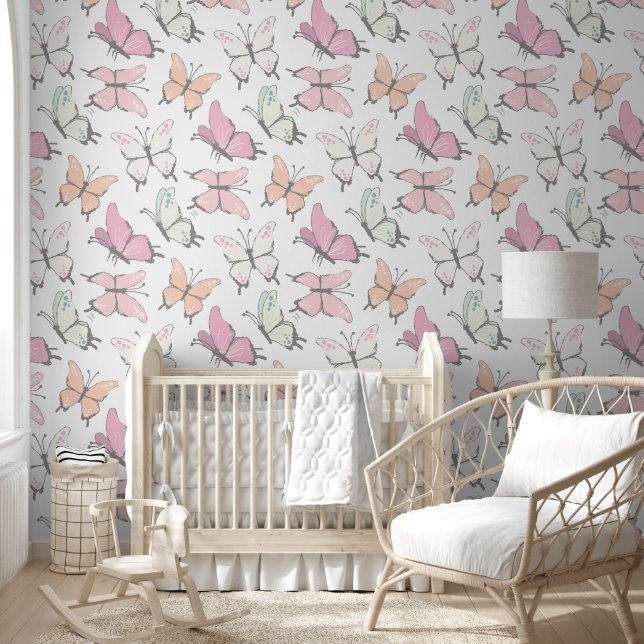 Papel Pintado Nursera del patrón de mariposa (Niños)