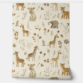 Papel Pintado Nursería de bebé de animales de la jungla de Tan m