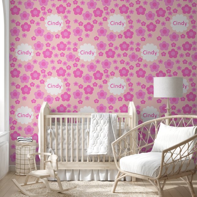 Papel Pintado Nursery Girly Pink Flores Nombre del patrón (Niños)