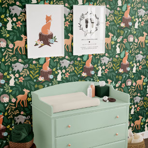 Papel Pintado Nursery Woodland Forest Animals Foliage & Florals