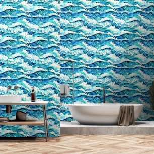 Papel Pintado Océano olas azul aguas de la costa blanca isla