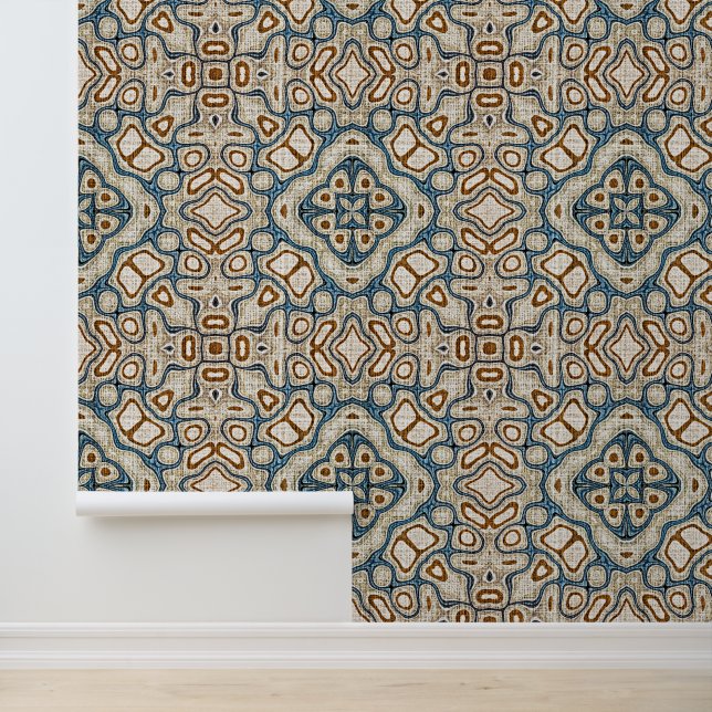 Papel Pintado Ochre marrón Verde azulado Hip azul Bohemian Bali  (Solicitud)