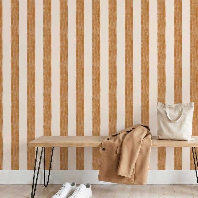 Papel Pintado Ocre beige dorado cálido raya boho escandinavo (Subido por el creador)