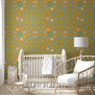 Papel Pintado Octo brillo arabesco morisco mandarina