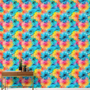 Papel Pintado Ocupado Patrón de tintes florales no1