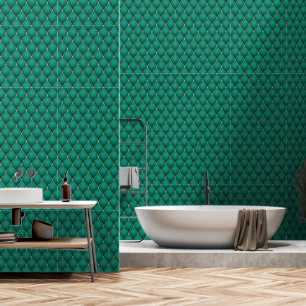Papel Pintado Ogee Gold Diamond Tufed Emerald Green