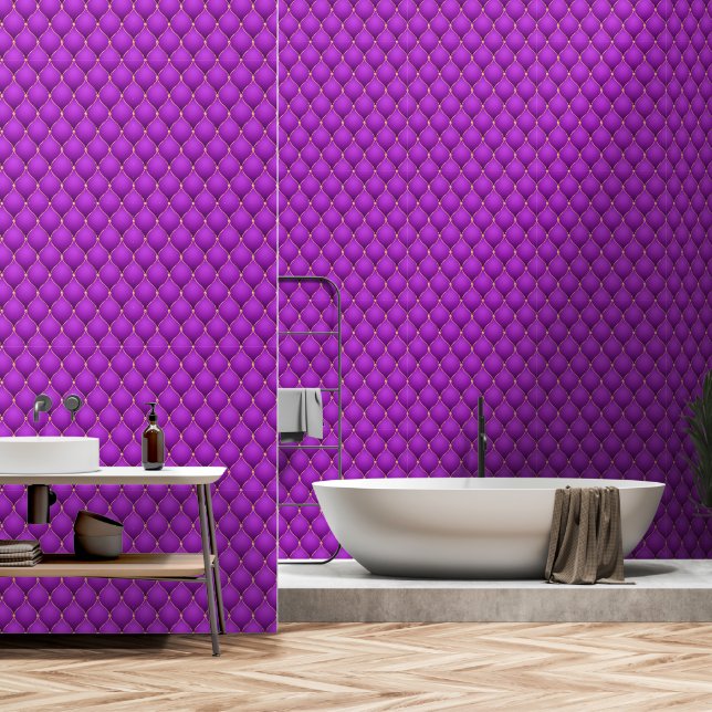 Papel Pintado Ogee Gold Diamond Tufed Purple Violet (Baño)