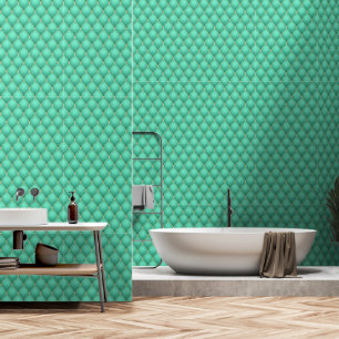 Papel Pintado Ogee Gold Diamond Tufed Verde azulado