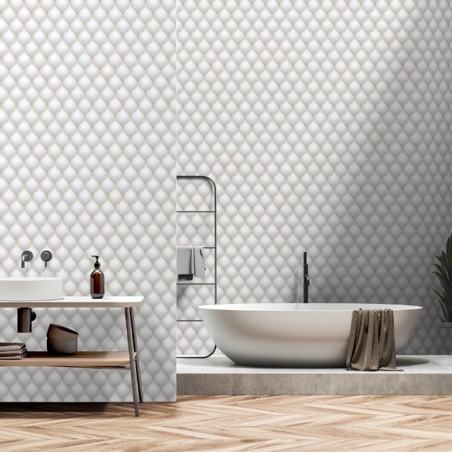 Papel Pintado Ogee Gold Diamond Tufed White (Baño)