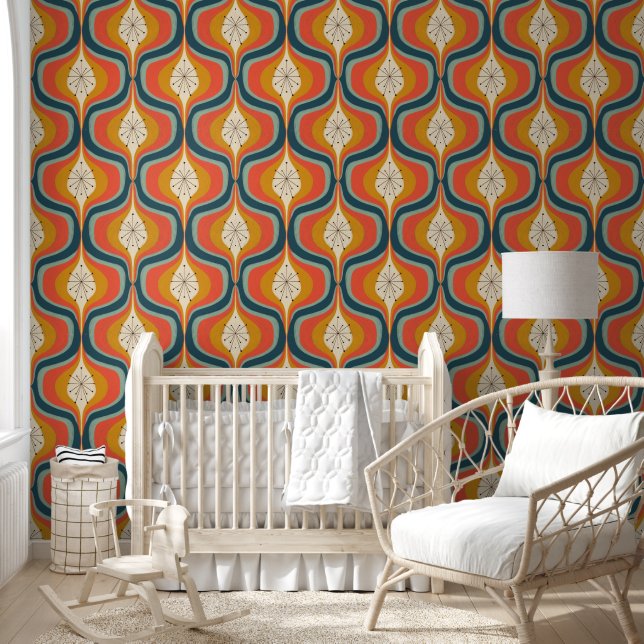 Papel Pintado Ogee Moderno de Mitad de Siglo (Niños)