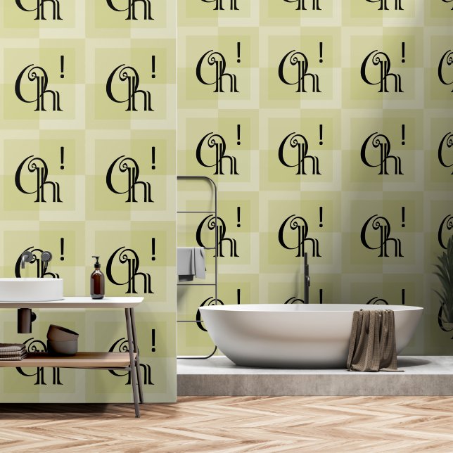 Papel Pintado ¡Oh! Elegante tipografía moderna mística verde ama (Baño)