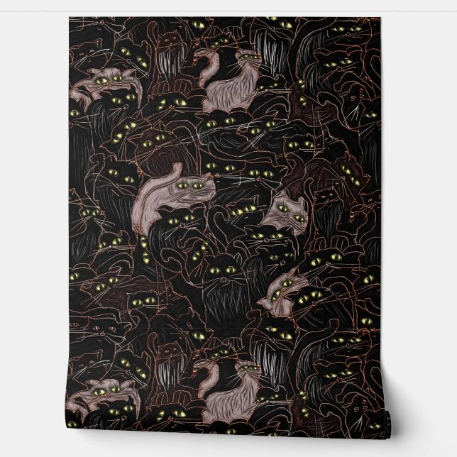 Papel Pintado Ojos amarillos de los gatos negros (Desenrollar)