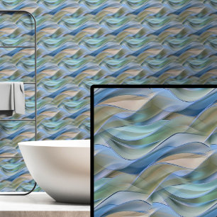 Papel Pintado Olas abstractas de Blue Green Aqua